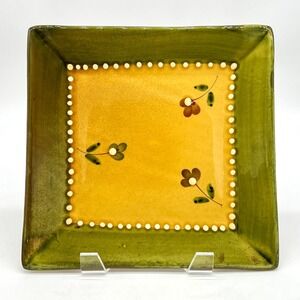 AMALFI Collection Square Plate Olive Green & Yellow Handmade in Italy 10 x10"